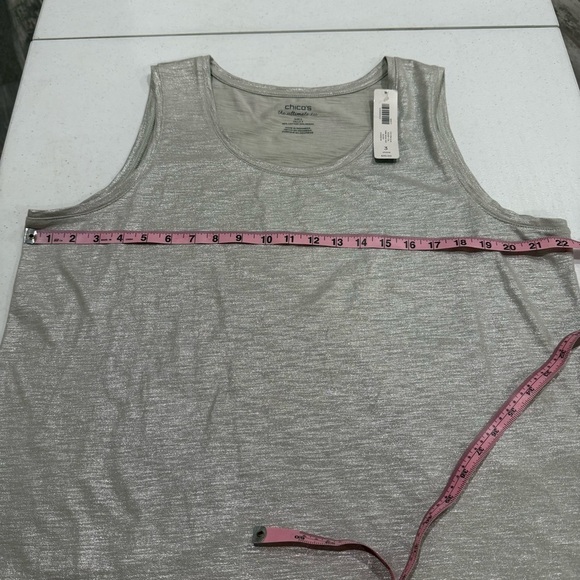 NWT Chico’s Ultimate Tee Tank Cotton Blend Slub Silver Foil Size 16 (Chico’s 3) - Picture 3 of 9